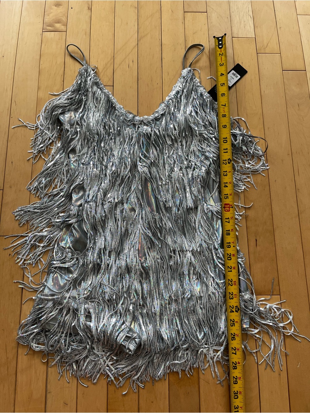 Fashion Nova The After Party Silver Sequin Fringe Romper